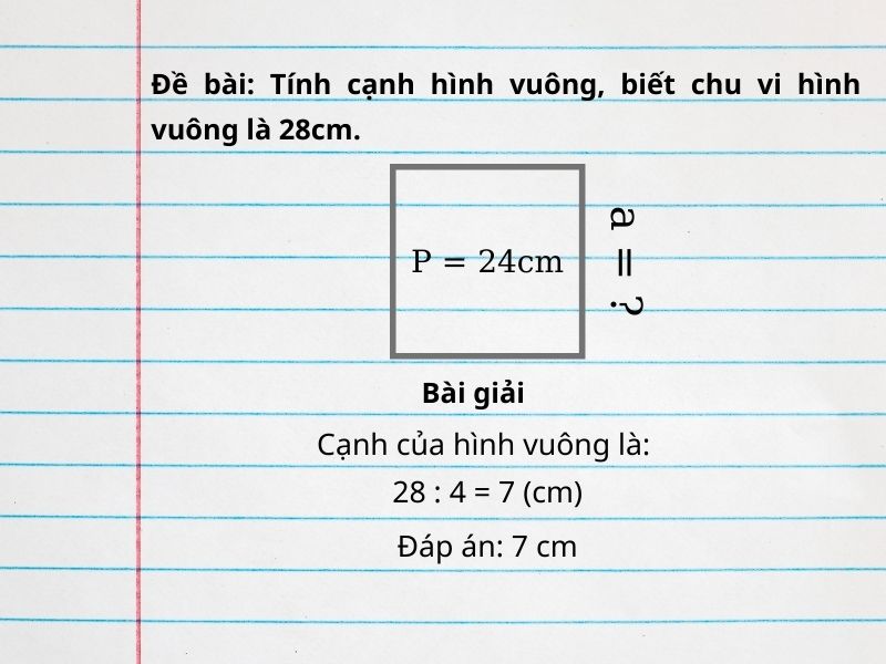 Bài tập tính cạnh hình vuông