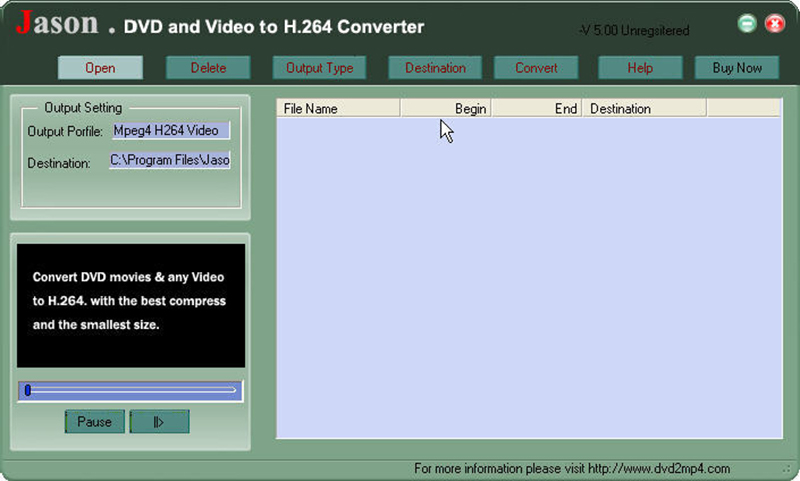 Jason DVD Video to H.264 Converter chuyển đổi rất đa dạng về định dạng