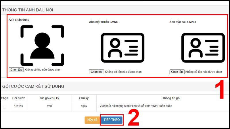 Chọn TIẾP THEO để chuyển sang các thao tác mới