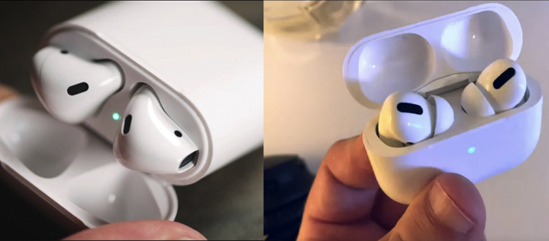 Vị trí đèn trạng thái trên AirPods 2 và AirPods Pro