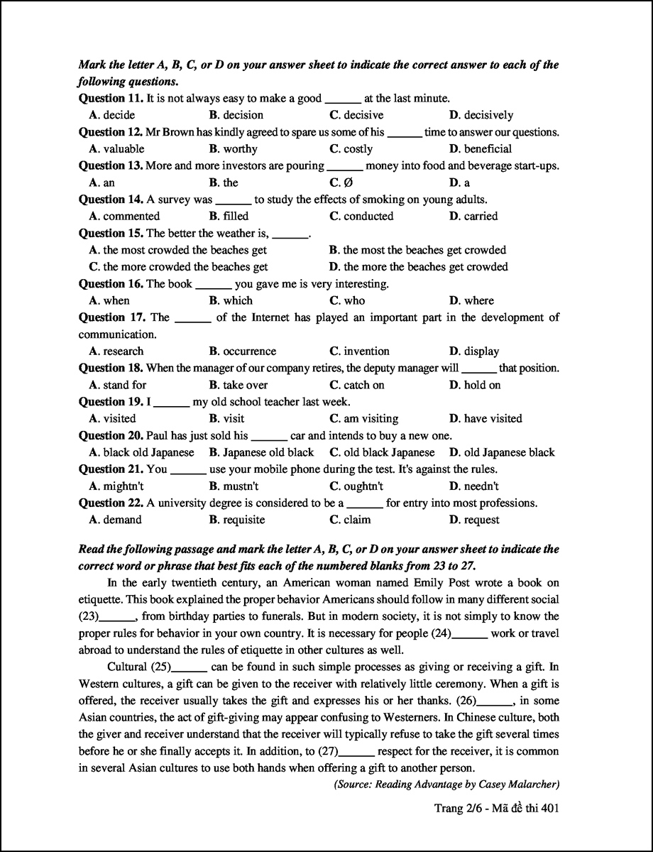 dap-an-de-thi-mon-tieng-anh-thpt-quoc-gia-nam-2017-chi-401-2-920x1200-1 Đề thi môn tiếng Anh THPT Quốc gia năm 2017 mã 401 trang 2
