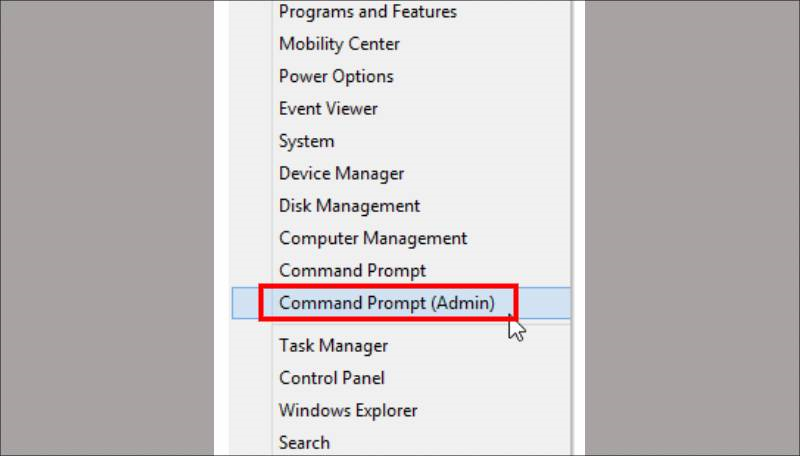 Chọn Command Prompt (Admin)