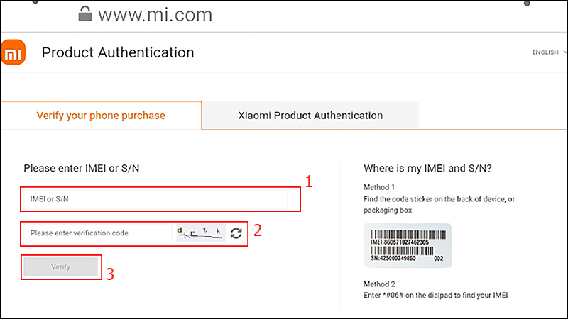 Nhập mã IMEI vào trang web để kiểm tra bảo hành điện thoại