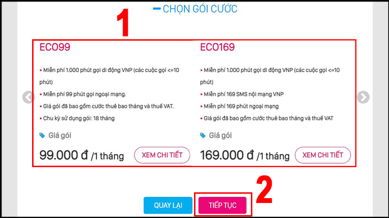 Chọn gói cước phù hợp với nhu cầu sử dụng của bạn