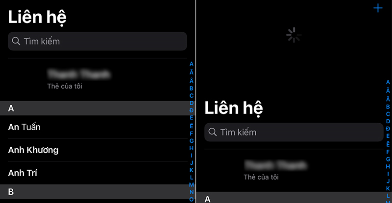 Reload danh bạ để kiểm tra dữ liệu