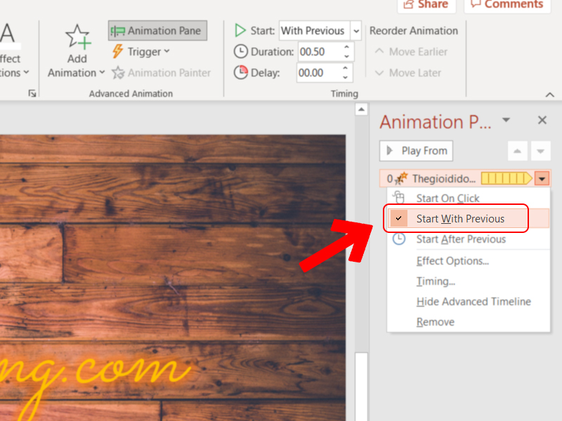 Cài đặt hiệu ứng tự động chạy