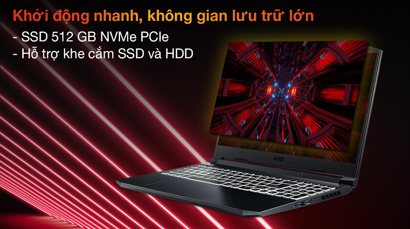 Khởi động nhanh nhờ ổ cứng SSD 512 GB NVMe PCle