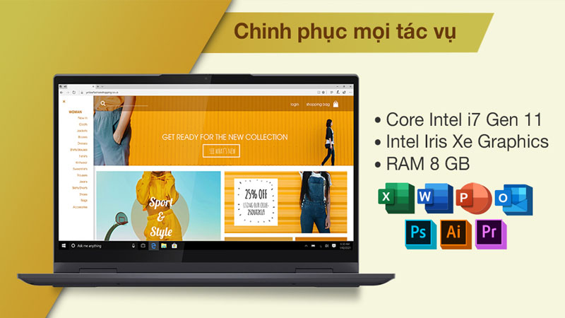 Laptop Lenovo Yoga 7 sở hữu hiệu năng mạnh mẽ