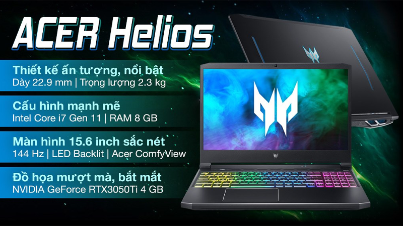 Acer Predator Helios PH315 54 78W5 i7 với thiết kế cuốn hút