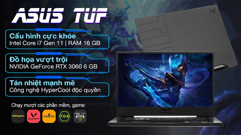 Thiết kế bắt mắt của laptop Asus TUF Gaming FX516PM i7
