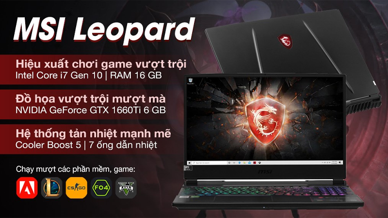 Cấu hình của laptop MSI Gaming Leopard 10SDK GL65 i7