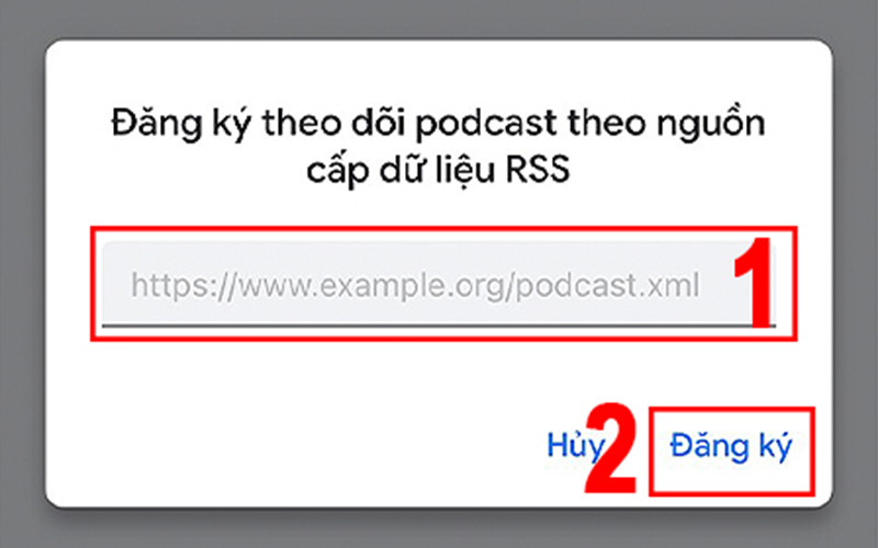 Nhập đường link URL của podcast