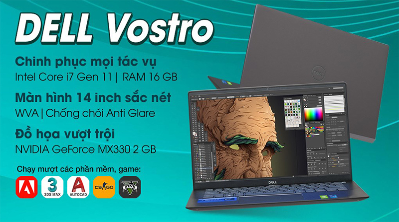 Laptop Dell Vostro 5402 i7 chạy tốt các phần mềm đồ họa