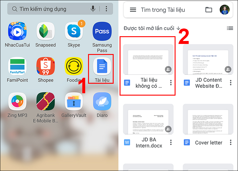  Mở file docs cần chỉnh sửa