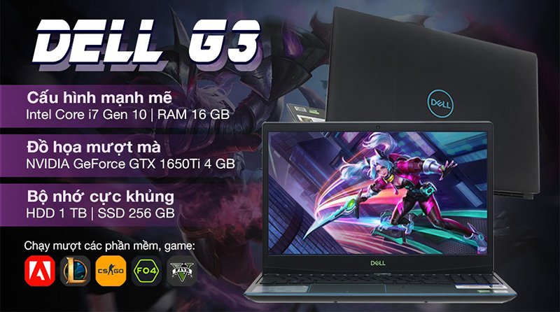 Laptop Dell Gaming G3 15 i7 có cấu hình mạnh mẽ