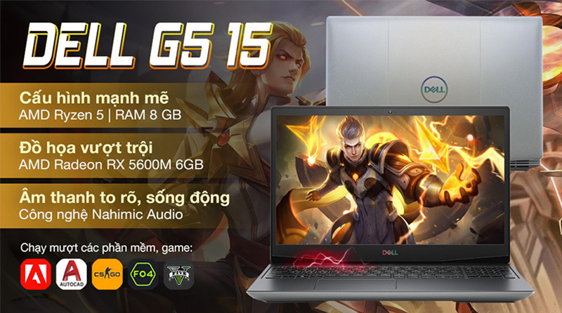 Laptop Dell Gaming G5 15 5505 R5 mang đến những giây phút chơi game mượt mà