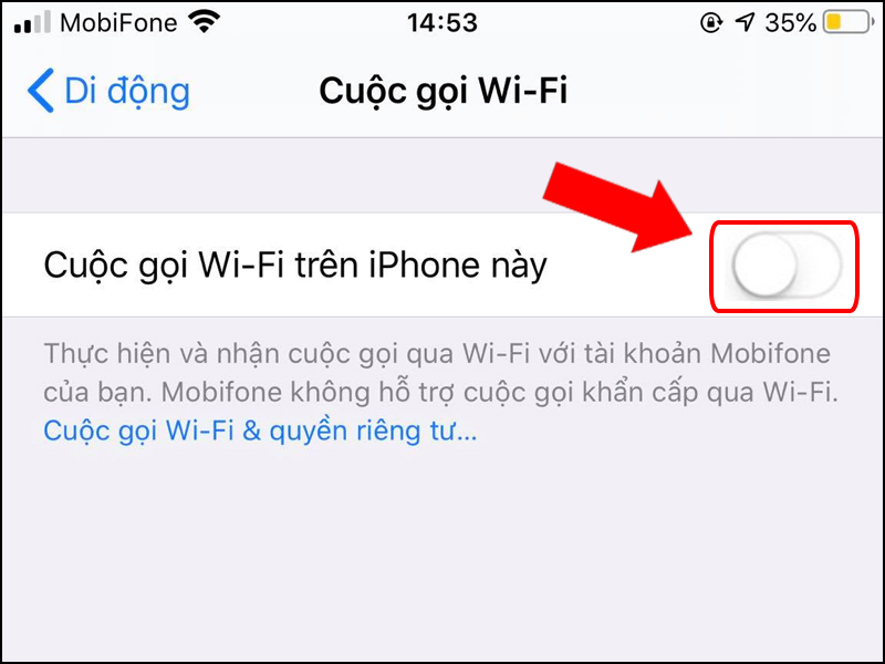 Tắt tính năng WiFi Calling