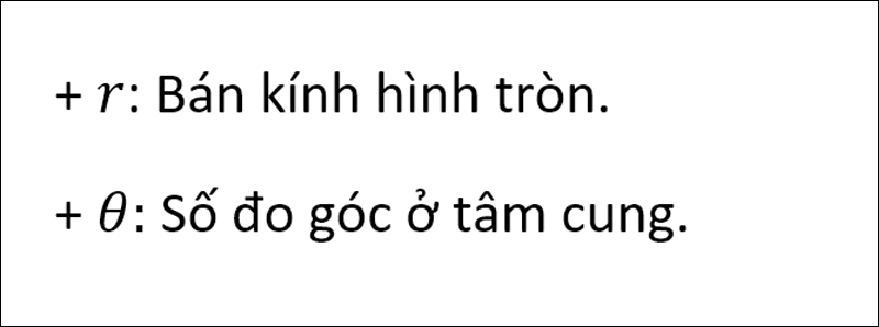 Chú thích kí hiệu độ dài cung