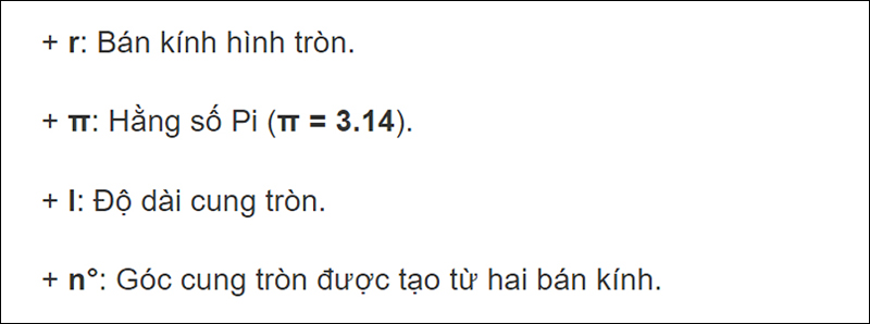 Chú thích kí hiệu công thức