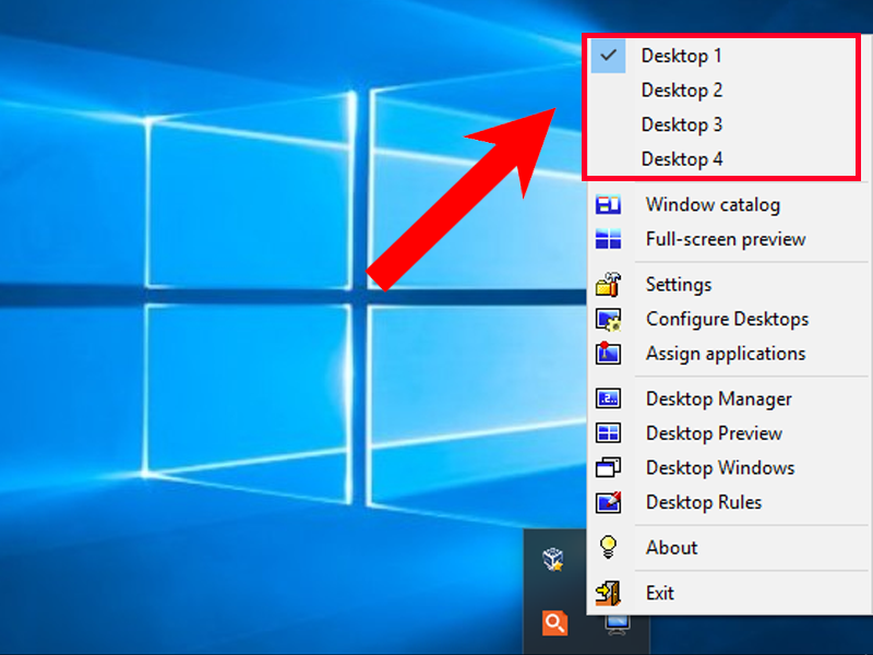 Để chia màn hình, bạn chỉ cần chọn Desktop mà mình muốn