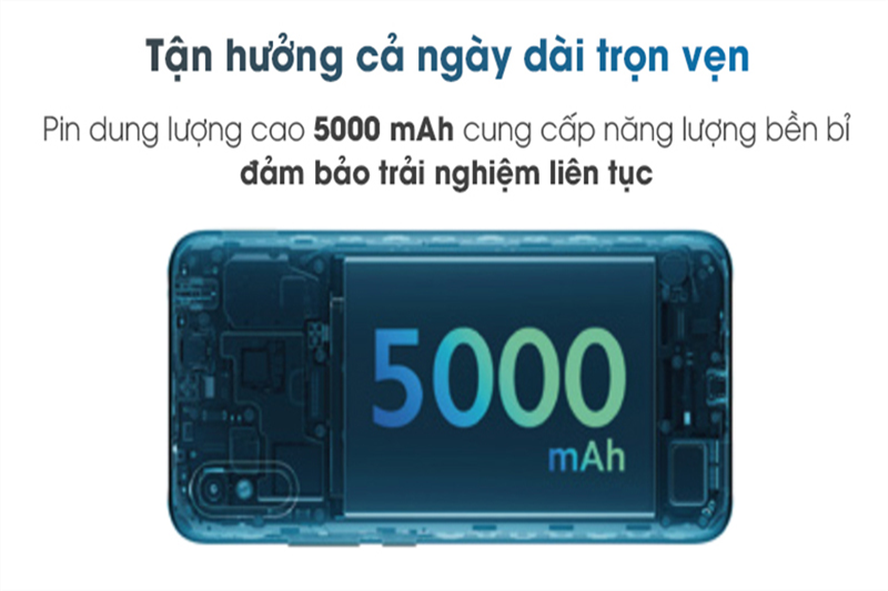 Điện thoại Xiaomi Redmi 9A có dung lượng pin lên đến 5000 mAh