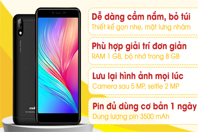 Điện thoại Mobell P41 có đầy đủ tính năng của một chiếc smartphone giá rẻ