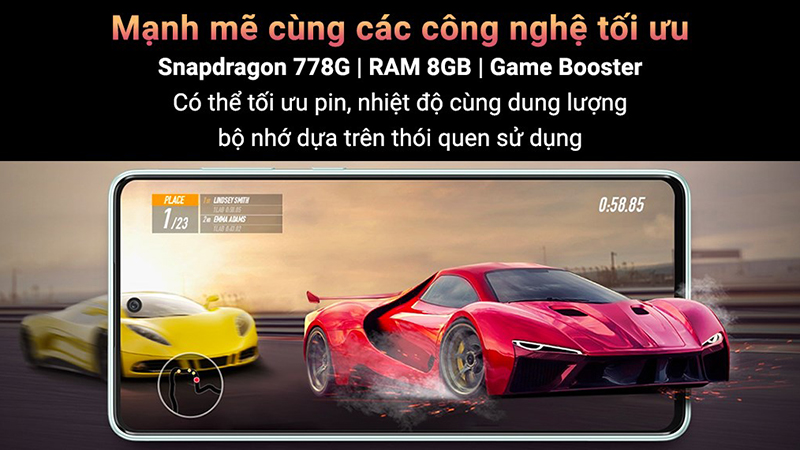 Điện thoại được trang bị chip chuyên game Snapdragon 778G 5G 8 nhân