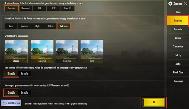 Cài đặt cấu hình PUBG max setting