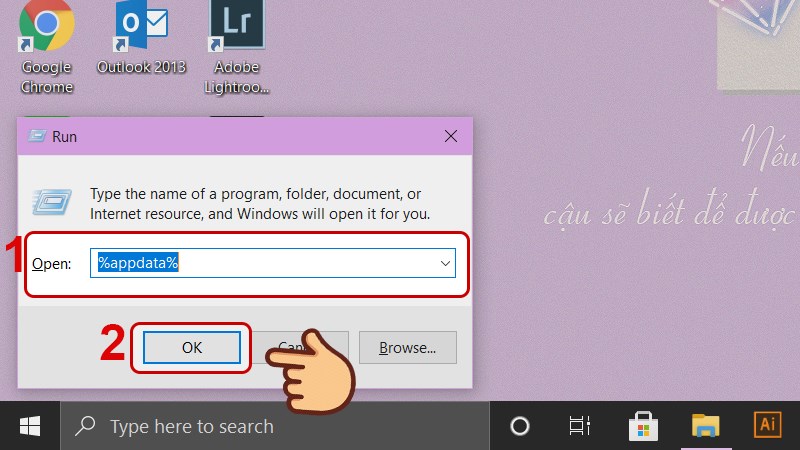 Mở hộp lệnh Run rồi gõ %appdata%
