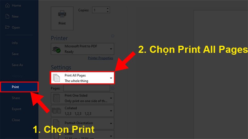 Chọn Print All Pages