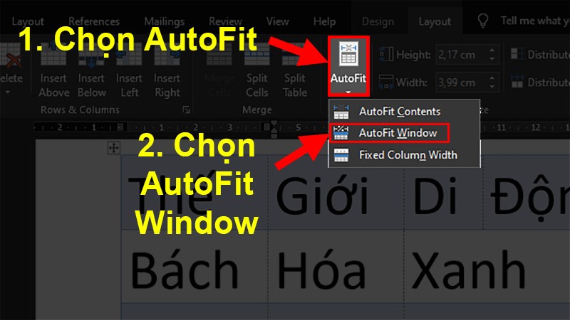 Chọn AutoFit Window