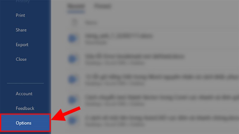 Mở file Word > Nhấn vào tab File” class=”lazy” src=”http://cdn.tgdd.vn/hoi-dap/1392314/Screenshot(3357)-800×450%20(2).jpg”/></p>
<p>Mở file Word > Nhấn vào tab File</p>
<p><strong>Bước 2:</strong> Chọn <strong>Options.</strong></p>
<p><img alt=