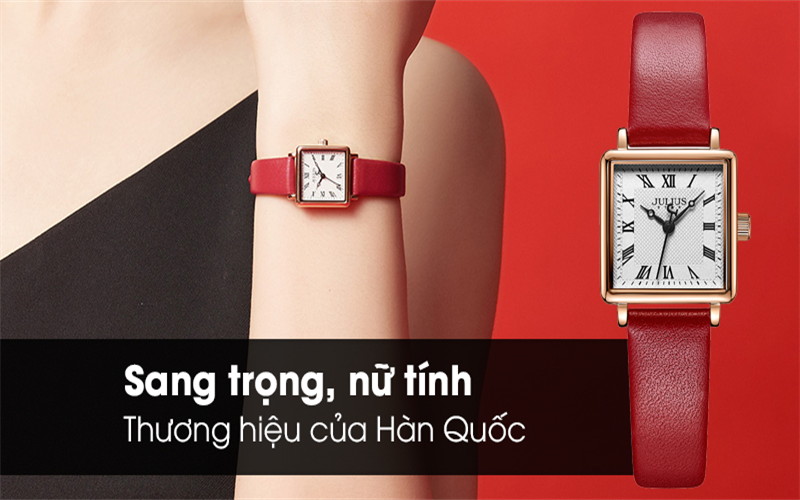 JULIUS 20 mm kính sapphire Nữ JS-031A màu đỏ