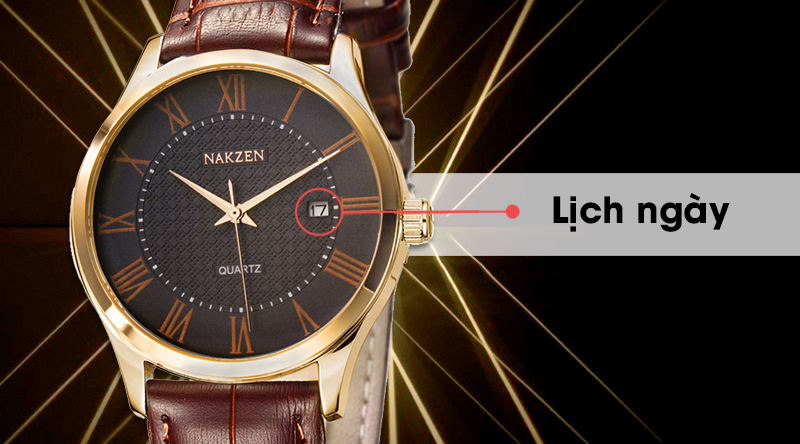 Đồng hồ nam Nakzen SL4043GREBN-6N0 được trang bị lịch ngày tiện dụng