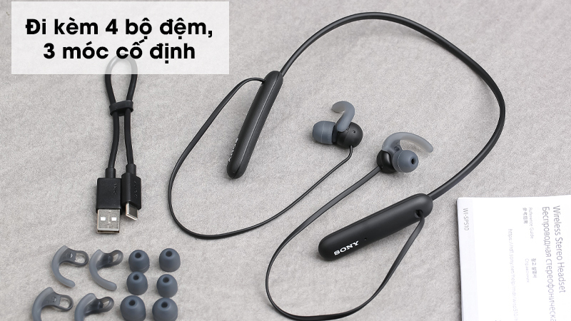 Tai nghe Bluetooth Sony Extra Bass WI-SP510/BZ E màu đen