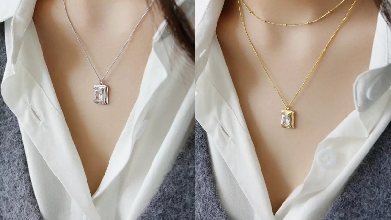 Mặt dây chuyền nữ hình vuông