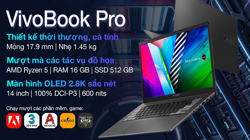Asus VivoBook Pro sở hữu màn hình OLED cùng độ phân giải không tưởng 2.8K
