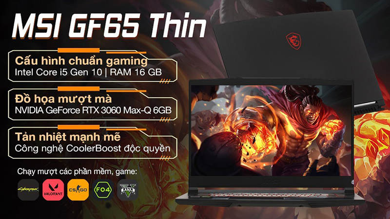 MSI Gaming GF65 Thin hứa hẹn đem lại trải nghiệm mượt mà với mọi tựa game phổ biến