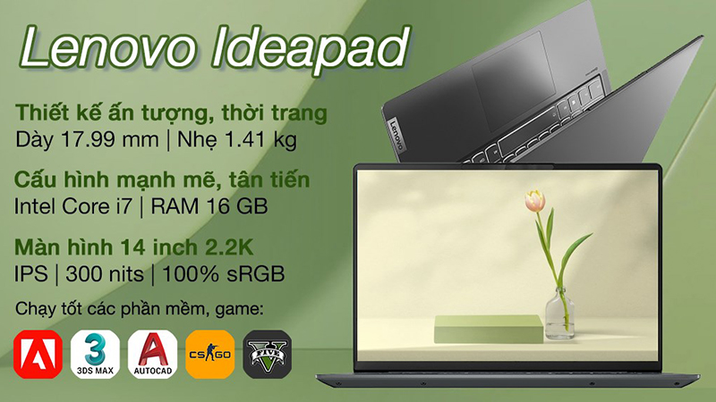 Lenovo Ideapad 5 Pro gây ấn tượng bởi màn hình 2K đạt dải màu 100% sRGB