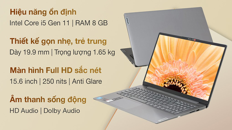 Lenovo IdeaPad 3 có hiệu năng ổn định cùng hệ thống âm thanh sống động với HD và Dolby Audio