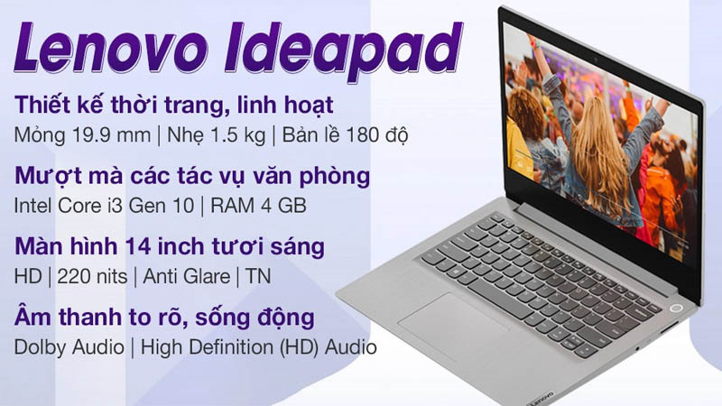 Lenovo Ideapad 3 14IML05 i3 sở hữu ngoại hình thanh lịch, đơn giản