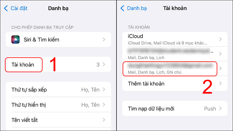 Vài Tài khoản để chọn tài khoản muốn xoá