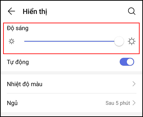 Sau đó các bạn chính độ sáng màn hình lên hết mức ( các bạn nhớ tắt tự động chỉnh sộ sáng đi nhé).