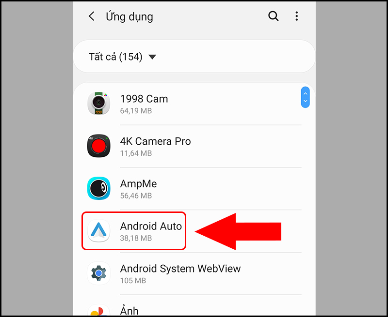 Chọn một ứng dụng mặc định cần xóa