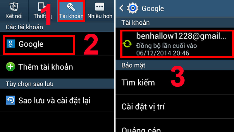 2. Bước 2: Chọn vào tài khoản Google