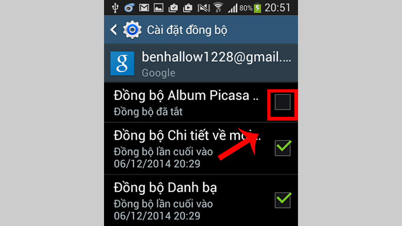 3. Bước 3: Tắt chế độ đồng Album Picasa
