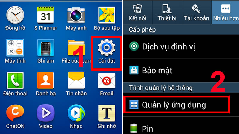 4. Bước 4: Chọn mục Quản lý ứng dụng trong Cài đặt