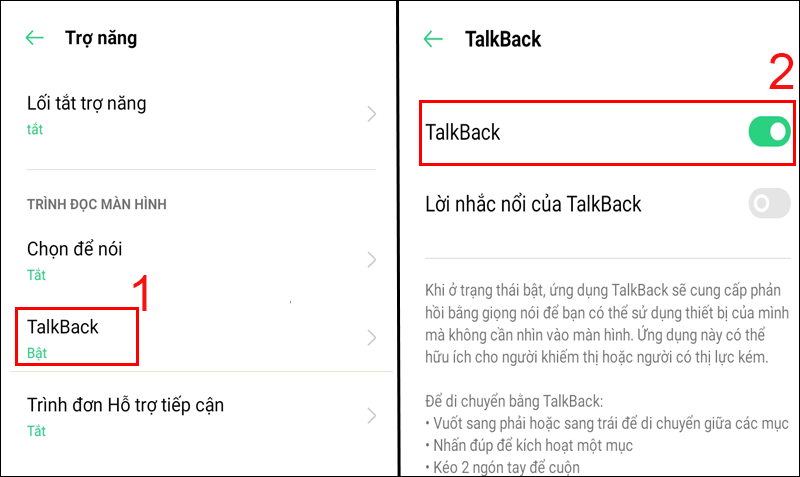 Thực hiện tắt TalkBack