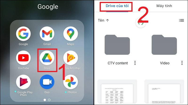 Thao tác với các dữ liệu trên Google Drive trên điện thoại