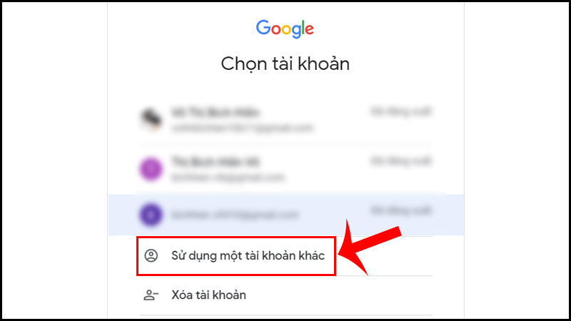 Chọn Sử dụng một tài khoản khác để tạo tài khoản mới